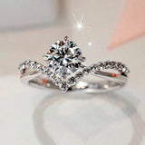 Wedding Band Eternity Ring Women Round Zirconia Engagement Jewelry