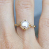 Unique Gold Pearl Ring Bridal Wedding Jewelry Finger Accessories for Engagement