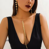 Long Tassel Acrylic Bead Jewelry Set for Women Chest Chain Punk Jewelry