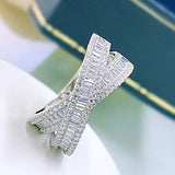 Luxury 925 Silver Diamond Ring Cross Wedding for Women Fine Jewelry