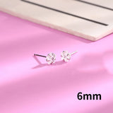 Real 925 Sterling Star Stud Earrings for Women Geometric Zircon Fine Jewelry