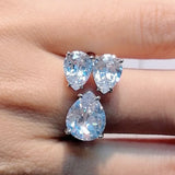 Charm White Crystal Necklace Fine Jewelry Set Ring Earring for Women Anniversary