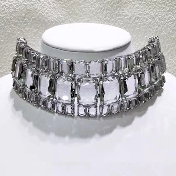 Charm White Crystal Necklace Fine Jewelry Set Ring Earring for Women Anniversary