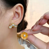 Luxury Zircon Water Drop Earrings for Women Opal Flower Jewelry