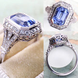 Temperament Blue Sapphire Ring Women Wedding Anniversary Jewelry