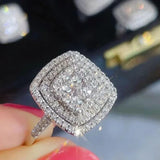 Luxury Inlaid AAA Zircon Ring Wedding Accessories Women's Jewelry - Genuine - Gemstone