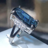 Sapphire Dark Blue Zircon Ring Female Anniverssary Jewelry Gift Women
