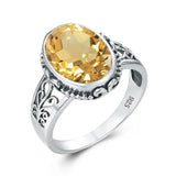 Oval Cut Citrine Art Deco Ring Yellow Gold For Women Jewelry Wedding