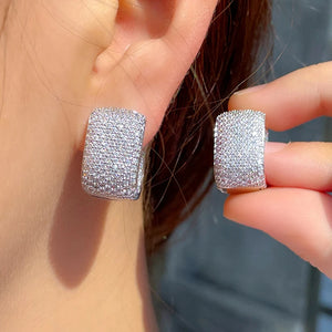 Full Bling Zircon Hoop Earrings for Women Bridal Wedding Jewelry   Brand Name: Genuine-Gemstone  Material:  zircon  Metals Type: Silver  Earring Type: hoop earrings  Shape\pattern: Geometric  Gender: Women  Item Type: EARRINGS  Style: TRENDY