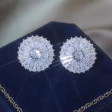 Luxury Round Zircon Earrings 14K Gold Party Women Jewelry