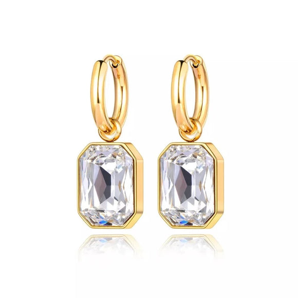 Sparkling Square Hoop Earrings Wedding Jewelry For Women