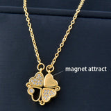 4 Heart Flower Pendant Necklace Gold Love Women Jewelry