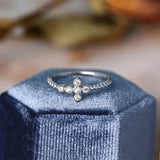 Bright Cross Zircon Ring for Women Jewelry Gold Accessories for Female