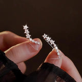White Star Flower Climbing Earrings for Women Sliver Jewelry Gifts