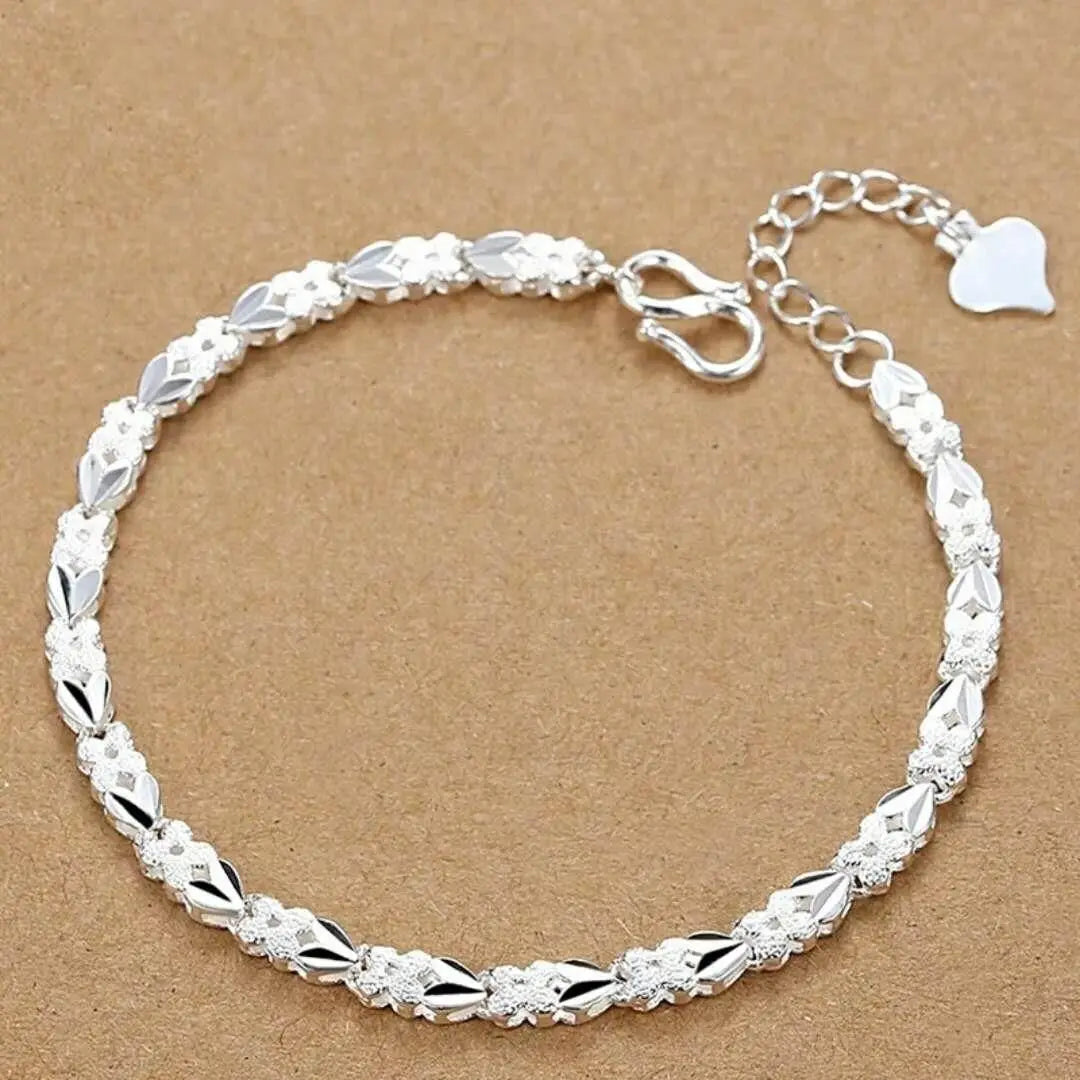 Silver Chain Solid Bracelet for Women Charm Party Gift Wedding Jewelry