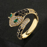 Enamel Expoxy Snake Rings For Women Zircon Party Jewelry Female