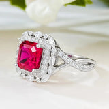 Red Ruby Gemstone Ring 925 Sterling Silver For Women Wedding Fine Jewelry