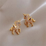Flying Horse Wings Jewelry Set Earrings Necklace for Women Girls Cute Animal