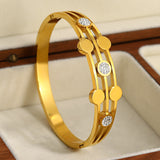 Zircon Heart Bamboo Bangle Bracelet for Women Wedding Jewelry