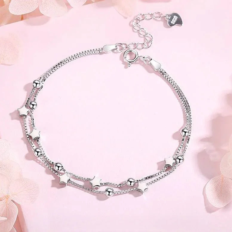 Multilayer Silver Beads Bracelets For Women Luxury Wedding Jewelery