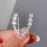 White Star Flower Climbing Earrings for Women Sliver Jewelry Gifts