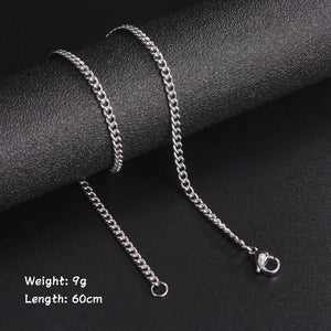 Long Box Chain Necklace 60cm Men Black Gold Women Punk Jewelry