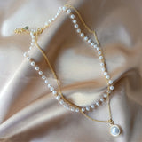 Natural Pearl Choker Necklace Chain Gold Women Jewelry