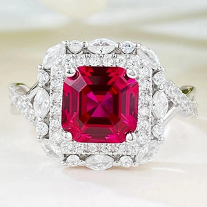 Red Ruby Gemstone Ring 925 Sterling Silver For Women Wedding Fine Jewelry