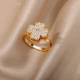 Four Leaf Clover Spinner Ring For Women Wedding Jewelry Gift