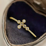 Bright Cross Zircon Ring for Women Jewelry Gold Accessories for Female