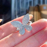 Dazzling Butterfly Full Paved Ring for Women Zircon Party Jewelry