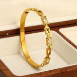 Zircon Heart Bamboo Bangle Bracelet for Women Wedding Jewelry