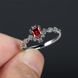 Vintage Square Black Zircon Ring Wedding Engagement For Women