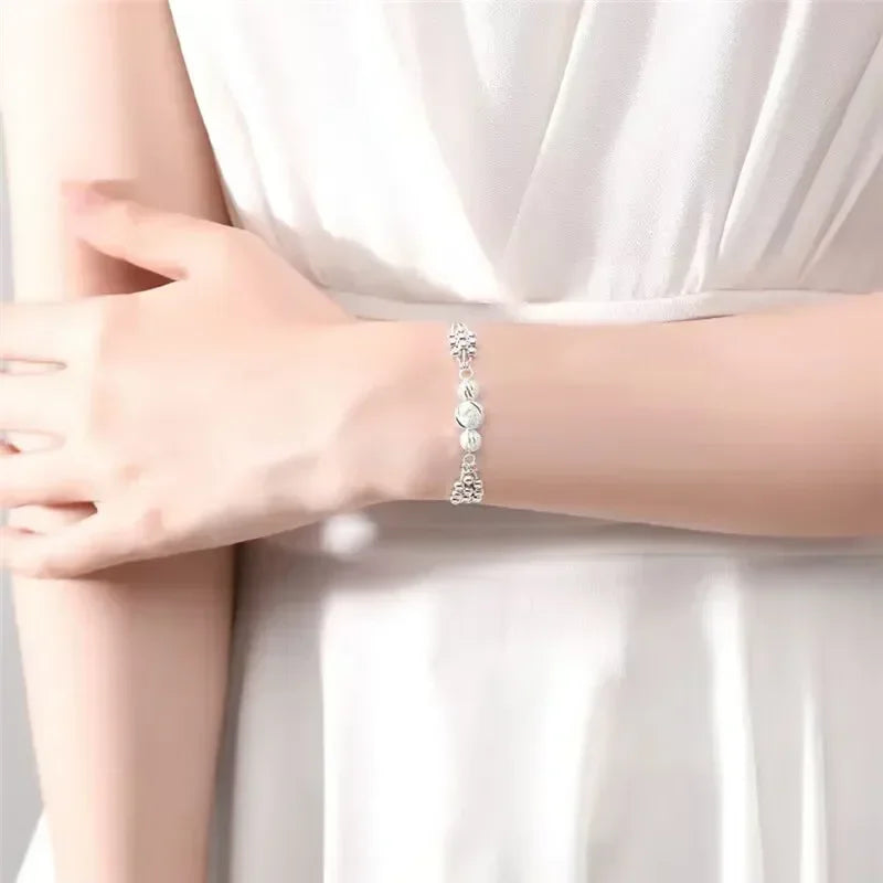 Multilayer Silver Beads Bracelets For Women Luxury Wedding Jewelery