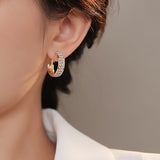 Classic Drill Zircon Hoop Earrings For Women Anniverssary Jewelry