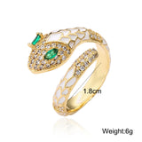 Enamel Expoxy Snake Rings For Women Zircon Party Jewelry Female