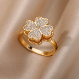 Four Leaf Clover Spinner Ring For Women Wedding Jewelry Gift