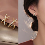 Drill Zircon Hoop Earrings For Women Anniverssary Jewelry