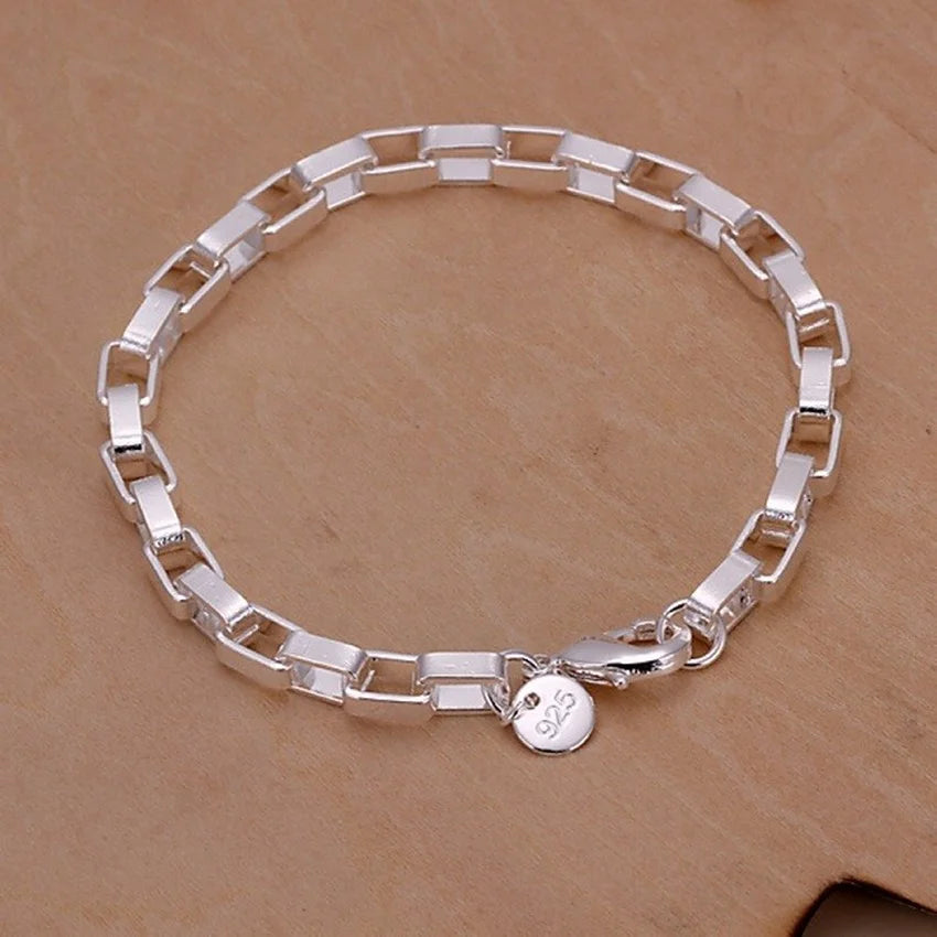 Silver Chain Solid Bracelet for Women Charm Party Gift Wedding Jewelry