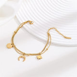 Unique Stars Moon Jewelry Set 18K Gold Chain Women Necklaces Bracelets