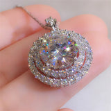 Bridal Round Pendant Necklace Zircon Women Wedding Jewelry