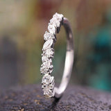 Flower Silver Zircon Ring for Women Wedding Band Jewelry