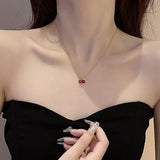 Red Cherry Gold Pendant Necklace For Women Wedding Birthday Gifts Jewelry