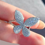 Dazzling Butterfly Full Paved Ring for Women Zircon Party Jewelry