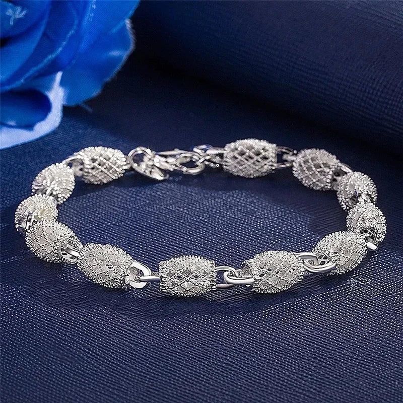 Multilayer Silver Beads Bracelets For Women Luxury Wedding Jewelery