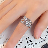 Silver Wedding Band Ring Women Trendy Jewelry