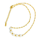 Beading Charm Chain Necklace Women 18K Gold Jewelry Pearls