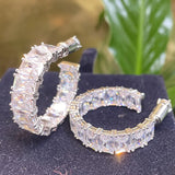 Charm White Crystal Necklace Fine Jewelry Set Ring Earring for Women Anniversary