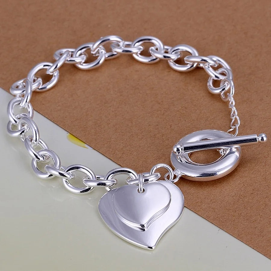 Silver Chain Solid Bracelet for Women Charm Party Gift Wedding Jewelry
