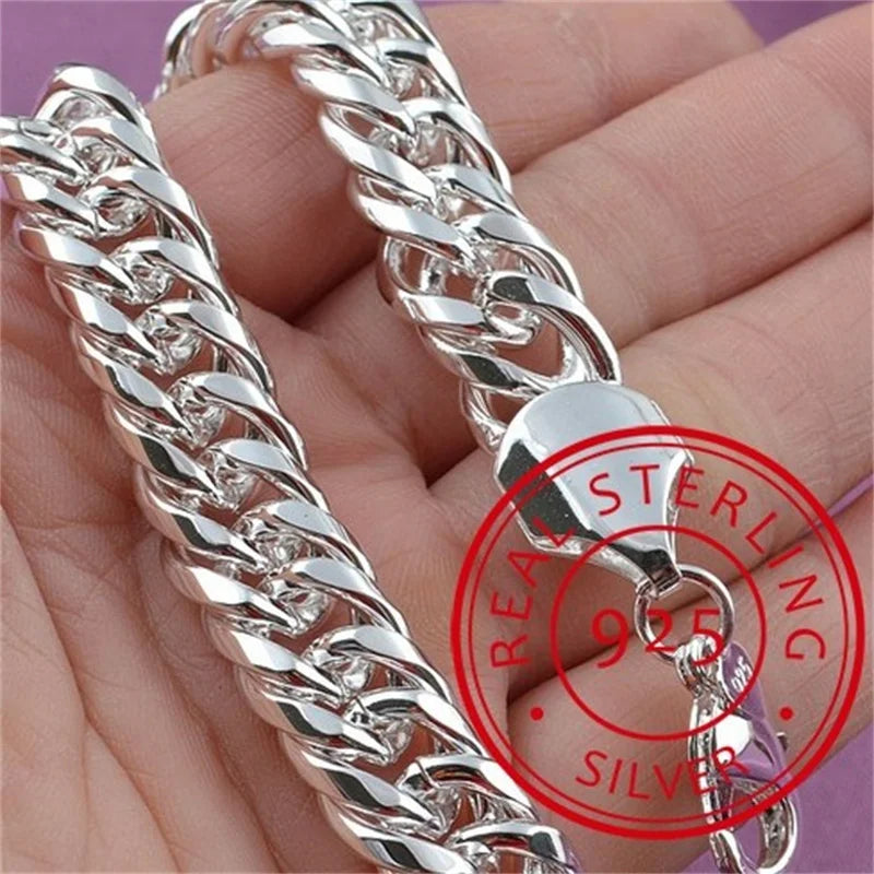 Silver Chain Solid Bracelet for Women Charm Party Gift Wedding Jewelry